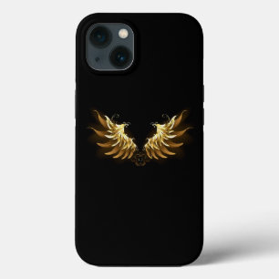 Case-Mate iPhone Case Ailes d'Ange d'or sur arrière - plan noir