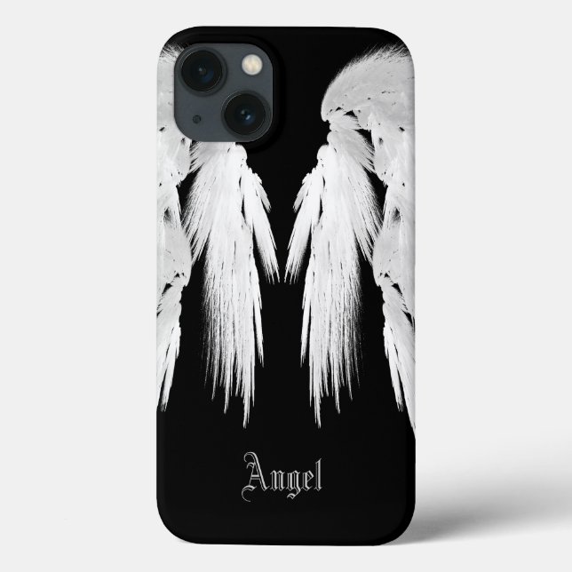Coques Case-Mate iPhone AILES D'ANGE Gris Plumes Touchées Nom personnalisé (Verso)
