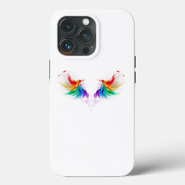Coques Case-Mate iPhone Ailes fluffy arc-en-ciel (Verso)