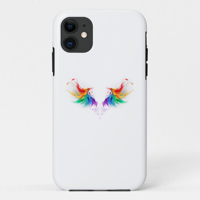 Coques Case-Mate iPhone Ailes fluffy arc-en-ciel (Dos)