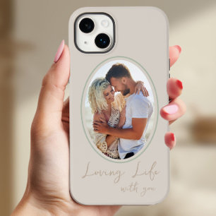 Coque Pour iPhone 14 Plus Aimer la vie avec vous Photo ovale encadré