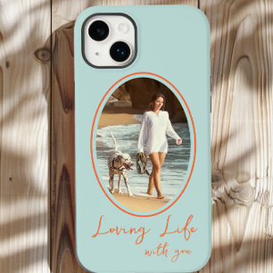 Coque Pour iPhone 14 Plus Aimer la vie avec vous photo ovale encadrée couleu