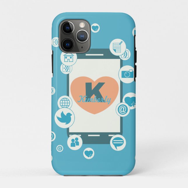 Coques Case-Mate iPhone Aimer Médias Sociaux Personnalisé Monogramme Télép (Dos)