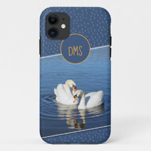 Case-Mate iPhone Case Aimer Swans Monogramme bleu