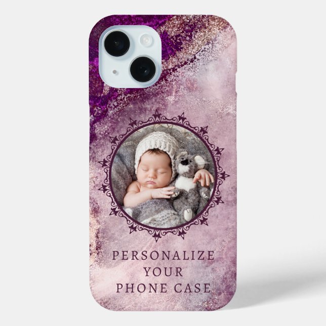 Coques Case-Mate iPhone Ajouter Photo & Texte Elegant Classy Marble violet (Verso)