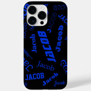 Coque Pour Pour iPhone 14 Pro Max Ajouter un nom ou un mot Bleu et noir