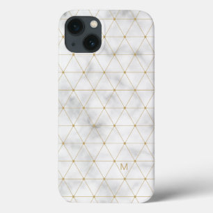 Case-Mate iPhone Case Ajouter votre initiale   Marbre blanc géométrique 