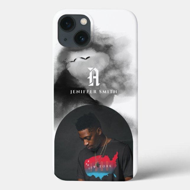 Coques Case-Mate iPhone Ajouter Votre Photo Arché Noir Aquarelle Monogramm (Verso)