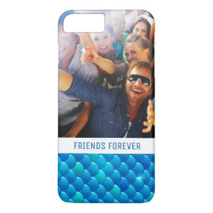 Coque iPhone 7 Plus Ajoutez vos échelles de poissons bleues au néon 