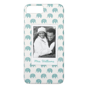 Coques Pour iPhone Ajoutez votre motif turquoise mignon d'éléphant de