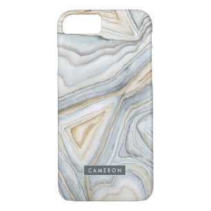 Coque Case-Mate Pour iPhone Ajoutez votre nom   Design abstrait en marbre gris