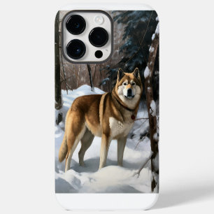 Coque Pour Pour iPhone 14 Pro Max Akita Laisser Neige Noël