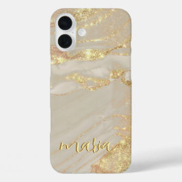 Coques iPhone 16 Plus Alcohol Ink Gold Monogrammed Case- Mate iPhone