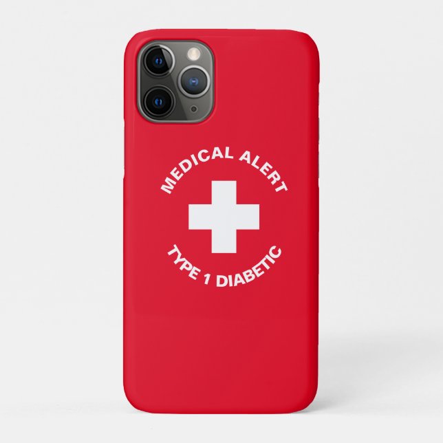 Coques Case-Mate iPhone Alerte Médicale personnalisée rouge diabétique (Dos)