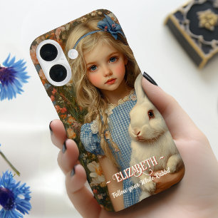 Coques iPhone 16 Alice au pays des merveilles avec un lapin blanc