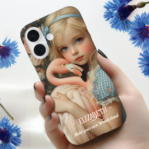 Coques iPhone 16 Alice au pays des merveilles embrasse un Flamant r