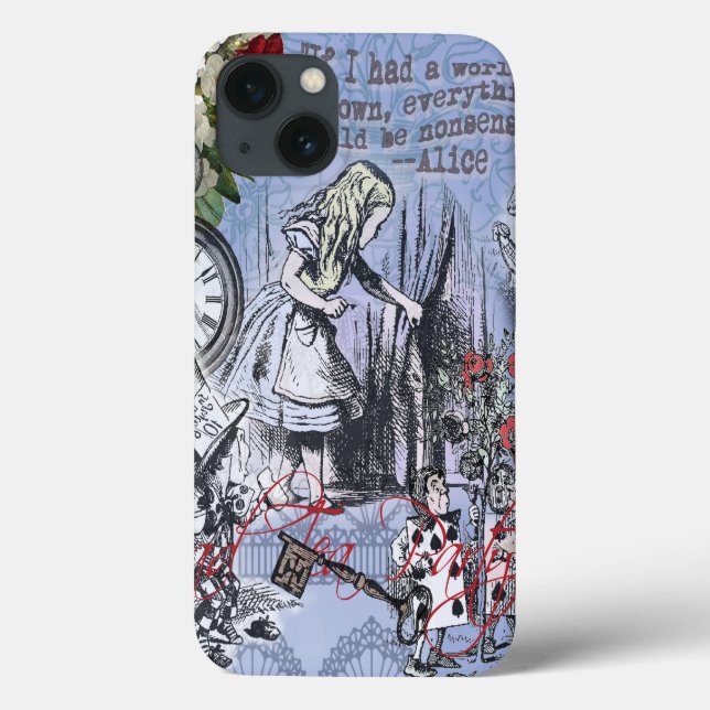 Coques Case-Mate iPhone Alice nonsense rideau merveilleux - Bleu (Verso)