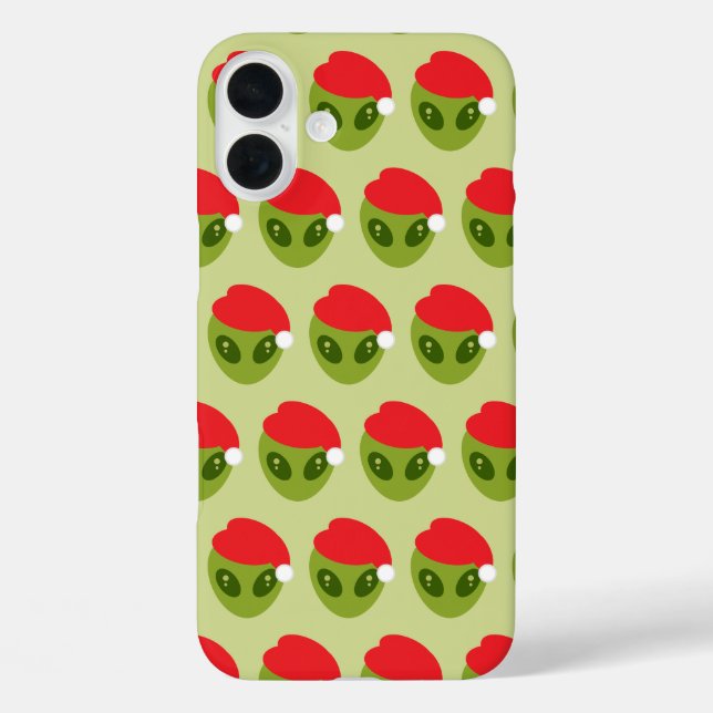 Coques Case-Mate iPhone Alien vert mignon en Motif de Santa Hat (Verso)