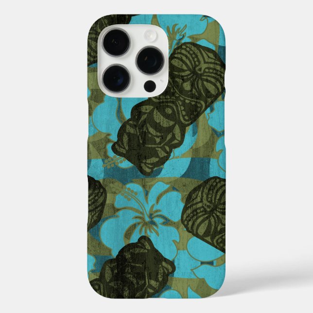 Coques Case-Mate iPhone Ali'i Refuge Hawaiian Hibiscus Tiki Turquoise (Verso)