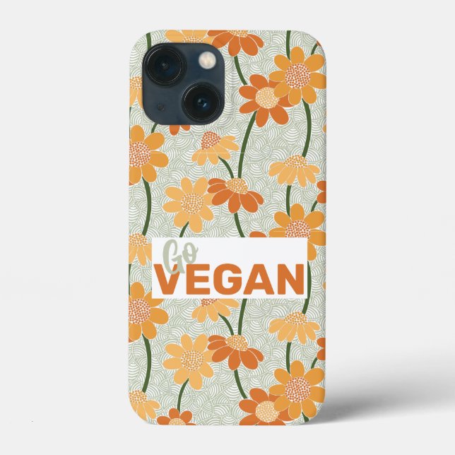 Coques Case-Mate iPhone Allez, vegan ! Joli rétro muté fleurs des années 1 (Verso)
