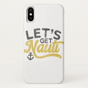 Case-Mate iPhone Case Allons Nauti Nautical Vintage Type Gris Jaune