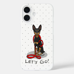Coques iPhone 16 Allons-y ! Promenade du Pinscher nain (noir fauve