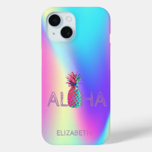 Coque Pour iPhone 15 Aloha Ananas Holographique Hawaïen