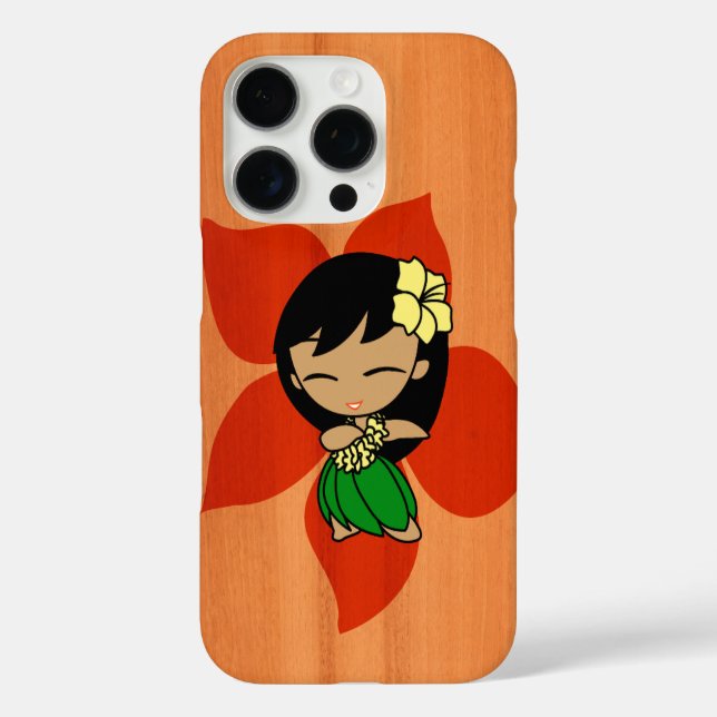 Coques Case-Mate iPhone Aloha Honeys Hawaiian Hula Girl Faux Wood Amber (Verso)