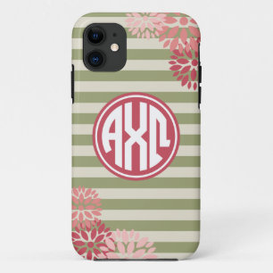 Coque iPhone 11 Alpha Chi Omega Motif Rayure Monogramme