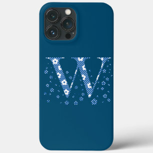 Case-Mate iPhone Case alphabet fleur W (bleu et points) Coque-Mate iPhon