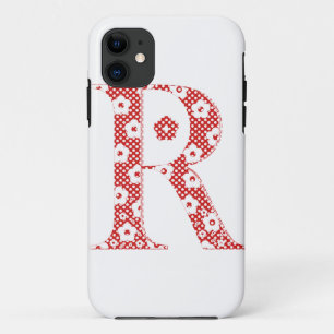 Case-Mate iPhone Case alphabet fleuri R (rouge et points)