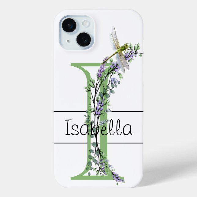Coques Case-Mate iPhone Alphabet lettre I, aquarelle Lavender Dragonfly (Verso)
