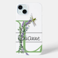 Alphabet lettre L, aquarelle Lavender Dragonfly