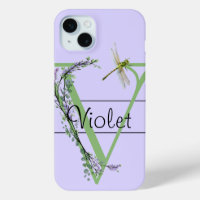 alphabet monogramme V Lavender Eucalyptus Dragonfl