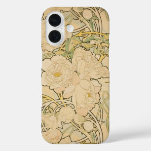 Coques iPhone 16 Alphonse Mucha Peonies Peony Roses Fawn 1897