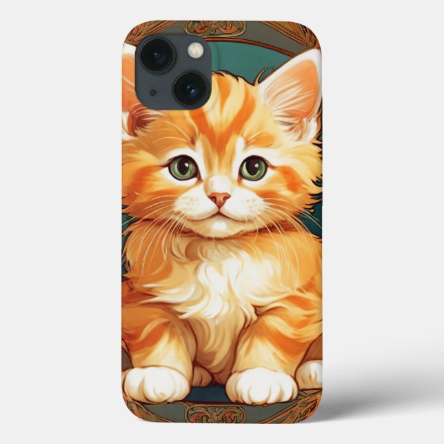 Coques Case-Mate iPhone Alphonse Mucha Style Chat orange (Verso)