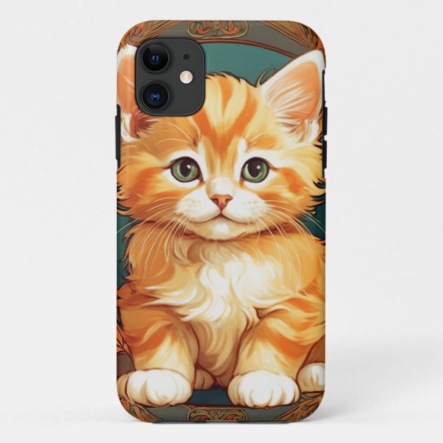Coques Case-Mate iPhone Alphonse Mucha Style Chat orange (Dos)