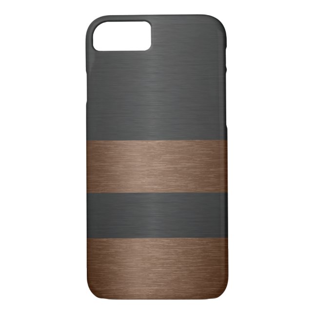 Coques Case-Mate iPhone Aluminium brossé noir et Brown métalliqueTexture (Dos)