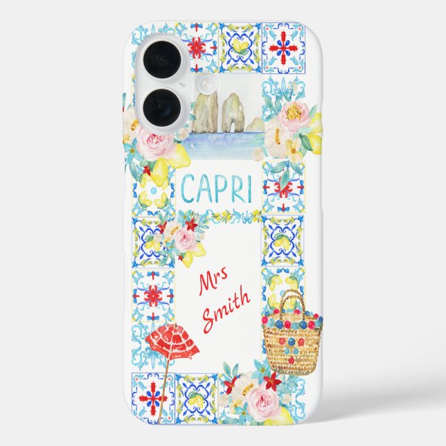 Coques Case-Mate iPhone Amalfi Coast Capri Blue Tiles Bridal (Verso)
