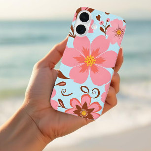 Coques iPhone 16 Ambiance florale rose - Fleurs Pastel Vibes-Retro