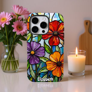 Coques iPhone 16 Pro Aménagement à fleur de verre coloré