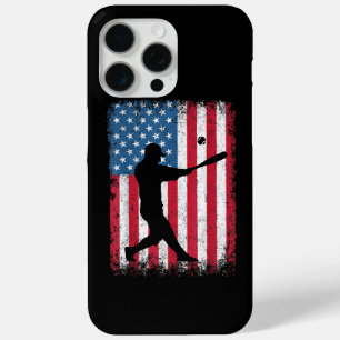 Coque iPhone 15 Pro Max American Flag Baseball Team Cadeau pour Hommes Gar