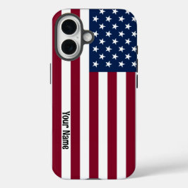 Coques iPhone 16 American Flag with Custom Text 