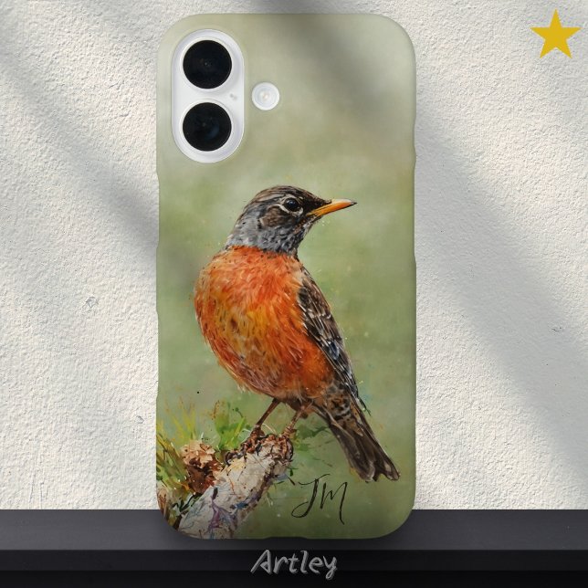 Coques Case-Mate iPhone American Robin Bird Peinture Nom personnalisé (Créateur téléchargé)