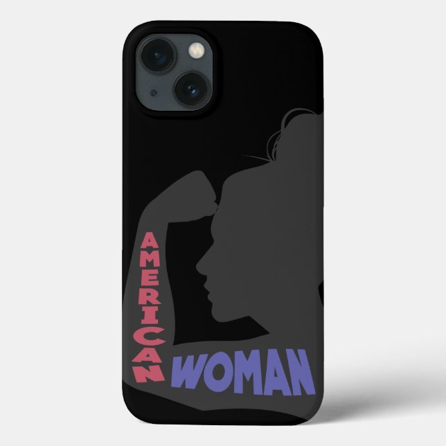 Coques Case-Mate iPhone American Woman gris foncé (Verso)
