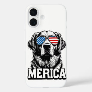 Coques iPhone 16 Amérique - Patriotique Golden Retriever