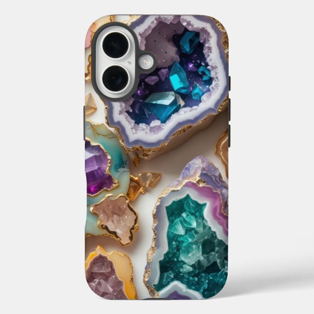 Coques Case-Mate iPhone Amethyst & Emerald Crystal Geodes - Marbre élégant (Verso)