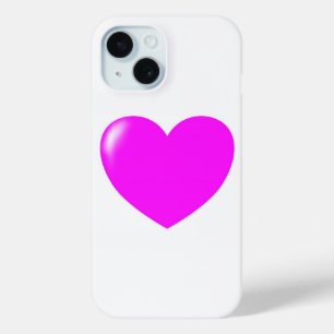 Coque Pour iPhone 15 Amour - Coeur rose sur blanc - mignon