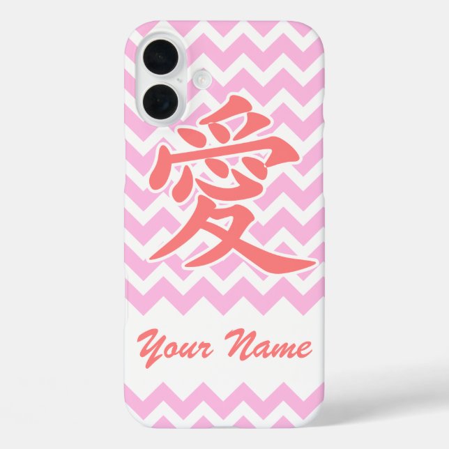 Coques Case-Mate iPhone Amour en japonais avec Motif Chevron rose (Verso)