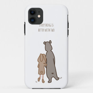 Coque iPhone 11 Amour mignon de couples d'ours de lapin